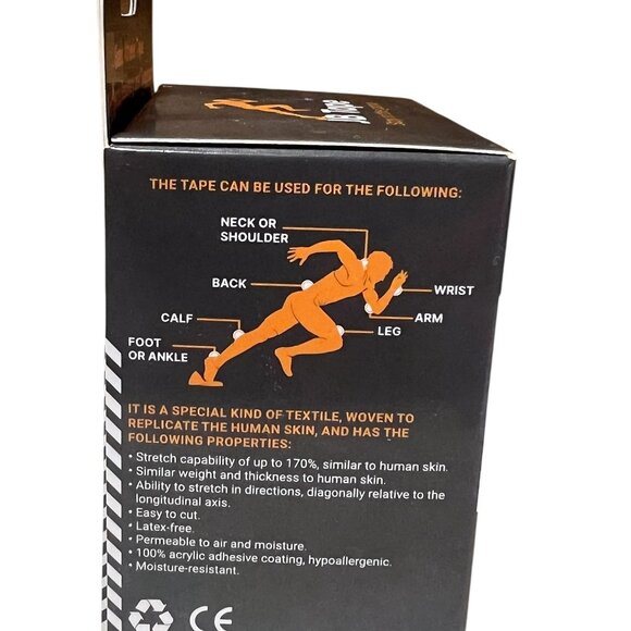 JB Tape Kinesiology Sports Tape 20 Precut Strips 1 Roll 2" x 16.4 FT Elastic New - Picture 2 of 5